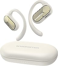 Monster Open Ear AC312 Headphones, Bluetooth 5.4 Wireless Earbuds with Noise-Cancelling Mic for Clear Calls, Powerful Sound by 16mm Large Drivers, Touch Control, 32H Playtime, IPX5 Waterproof, White