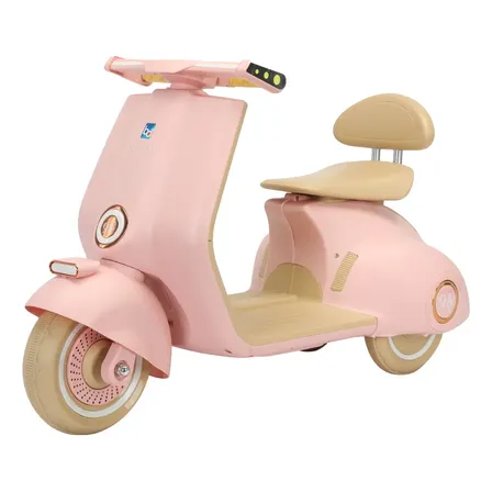 Moto El&eacute;ctrica A Bateria 6v Infantil Rosa Scooter Musica Luz Rosa Claro
