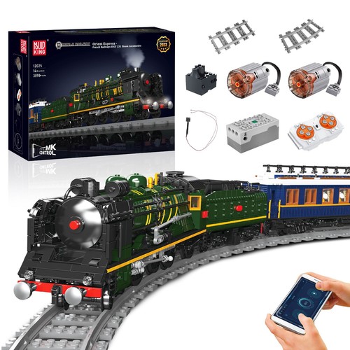 Mould King 12025 Orient Express Steam Locomotive Train Building Block LED Toy