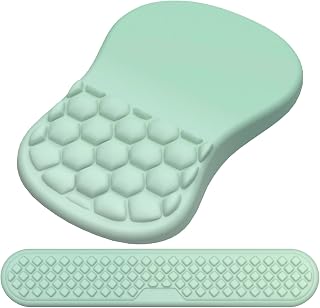 Mouse Pad Wrist Support, Laokiiy 2 in1 Keyboard Wrist Rest+ Ergonomic Mouse Pad, Non-Slip Wrist Rest for Computer Keyboard, Made Easy Typing & Relieve Wrist Pain(Gradient Green)