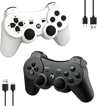 MOVONE wireless Controller for ps3 Rechargeable Game Wireless Controller 2Pack with2 Charging Cables, Compatible with Playstation3