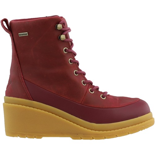 Muck Boot Liberty Wedge Lace Up Rain Booties Womens Red Casual Boots LWW-6BUR