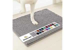 Muddy Mat&reg; | Super Water Absorbent Door Mat Indoor, Microfiber Quick Dry Chenille Entryway Rug, Non-Slip Front Door Mat, Indoor Mats for Entryway, Machine Washable Pet Rug, Grey 30"x19"