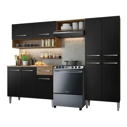 Mueble de Cocina Emilly Pop 229 cm 2 Marr&oacute;n Negro Madesa GREM229002