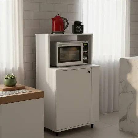 Mueble Vajillero Apto Microondas Kp60 Centro Estant Blanco Alto 115 X Ancho 60 Cm