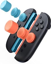 Mumba Thumb Grips for Nintendo Switch 2 with Storage Box, 3 Pairs (6pcs) Anti-Slip Joystick Caps, Ergonomic Design for Enhanced Grip & Precision Control, Accessories for Joy-Con, Blue/Light Red