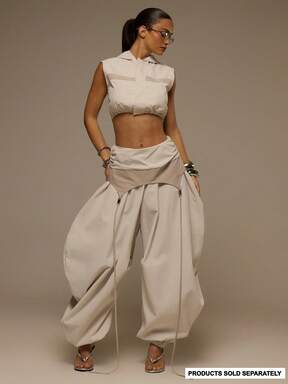 MUSERA Contrast Panel Foldover Oversized Balloon Pants Spring Summer Festival Vacation Ibiza Holiday Rave Sexy Yk Utility Siren $9.06 #OrtizTrends