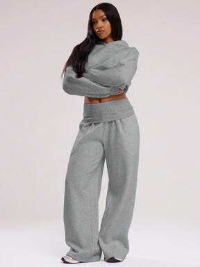 MUSERA Extreme Wide Leg Fold Over Waist Pants Casual Airport Fall Autumn  #ElevatedAthleisure