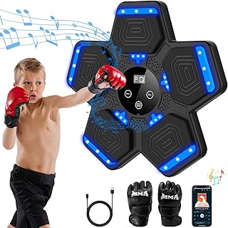 Music Boxing Machine, Wall Mounted Bluetooth Punching Pad with Gloves