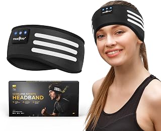 MUSICOZY Bluetooth Sports Headband Headphones with Wireless Hi-Res Audio | Bluetooth 5.4 Headbands Headphones with Soft Modal and Silver Fiber for Running, Workouts Gym and Outdoor Activities