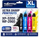 myCartridge Remanufactured Ink Cartridge Replacement for Epson 222XL Ink Cartridges Combo Pack Compatible with Expression XP-5200 Workforce WF-2960 Printers Ink, 4 Pack (Black Cyan Yellow Magenta)