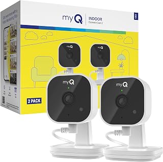 myQ Indoor Plug-in Security Camera Gen 2 &ndash; 2K Smart Wi-Fi Camera with Night Vision, Baby and Pet Monitor, Motion Detection and Alerts, 2-Way Audio & App Control, 2 Pack