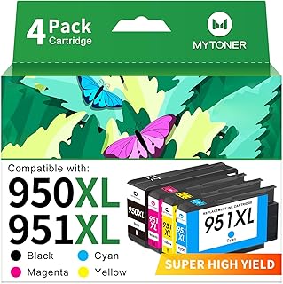 MYTONER 950XL 951XL Ink Cartridges Combo Pack Replacement for hp 950 951 | 950 951 Ink cartridges Combo Pack Work with HP OfficeJet Pro 8600 8615 8620 8100 8630 8660 8640 276DW 251DW Printer