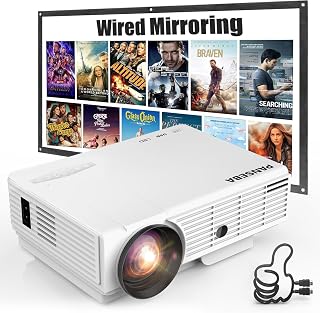 Native 1080P Mini Projector Bluetooth, Type-C Wired Mirroring for Netflix