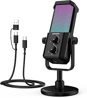 NEEWER UM01 AI Noise Canceling USB Microphone, Plug & Play Cardioid RGB Condenser Mic Mute/Music Sync/App Control for Android Windows PC Mac PS4/5 Gaming Recording Streaming Podcasting Studio Computer