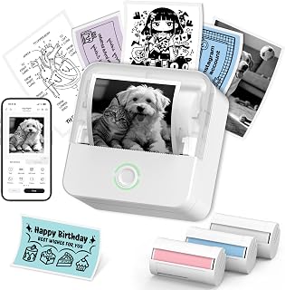 NELKO 2-in-1 Sticker Printer Machine & Bluetooth Label Maker with 3 Rolls