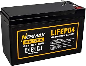 NERMAK 12V 10Ah Lithium LiFePO4 Deep Cycle Battery with 10A BMS,Lightweight