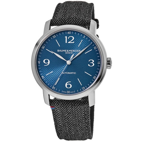 New Baume & Mercier Classima Automatic 42mm Blue Dial Fabric Men's Watch 10708