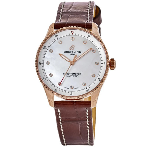 New Breitling Navitimer 32 18kt Rose Gold Pearl Women's Watch R77320E61A1P1