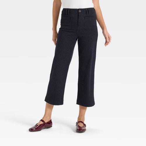 A New Day Women's High-Rise Cropped Pants Straight Leg Stretch Nylon Open Box