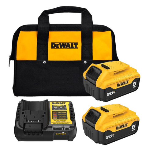 New Dewalt DCB205-2CK 20V MAX 5.0 Ah Battery Starter Kit w/ Charger & Bag 2025