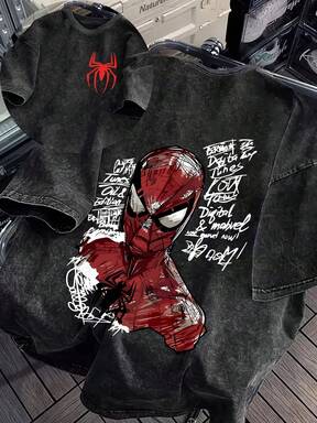 New  Fall,Unisex,Premium 100% Cotton,Vintage Graphic Tee,Oversized T-Shirt,Heavyweight,Retro Streetwear,Crew Neck,Short Sleeve,Men,Women $6.09 Flash Sale