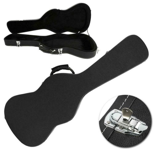 New Flat Surface Black Electric Guitar Carrying Hard Shell Case w/ Lock Latch