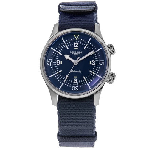 New Longines Legend Diver Automatic Blue Dial Fabric Men's Watch L3.764.4.90.2