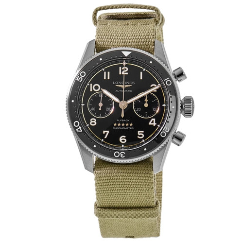 New Longines Spirit Flyback 42mm Chronograph Black Men's Watch L3.821.4.53.9