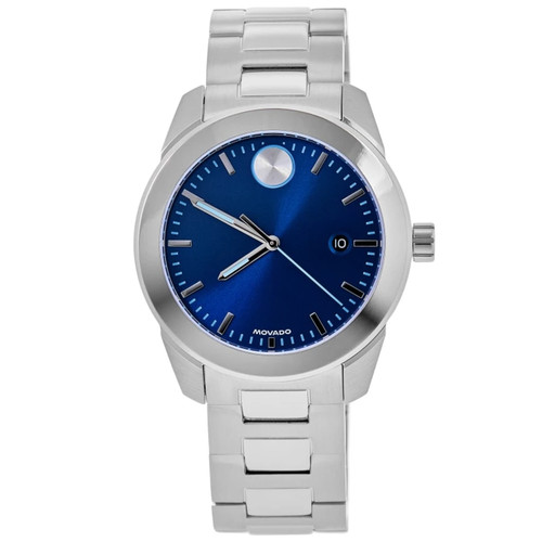 New Movado Bold Blue Dial Stainless Steel Men's Watch 3601319