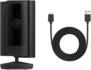 All-new Ring Indoor Cam (2nd Gen), Black with 10 ft. USB-A to Micro USB Power Cable