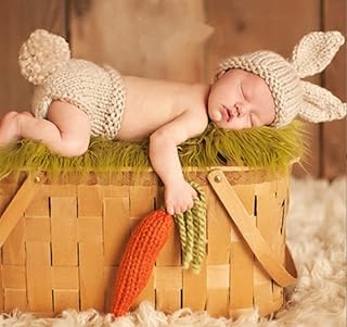 Newborn Baby Bunny Rabbit Crochet Knitted Photography Props Newborn Baby Outfits Diaper Costume