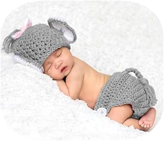 Newborn Baby Photography Props Outfits Lovely Boy Elephant Hat with Shorts Girl Monthly Photography Shoot Gray