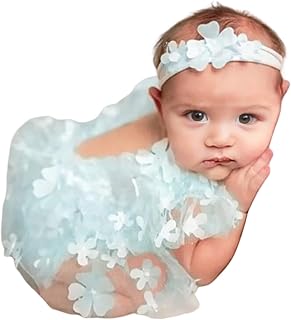 Newborn Girl Photography Outfits, Backless Lace Romper with Flower Headband Photo Props, Baby Girl Photoshoot Outfits