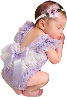 Newborn Photography Outfits Girl Newborn Photo Prop Lace Romper & Headband