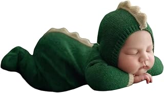 Newborn Photography Props Baby Boy Photo Shoot Outfits Knit Dinosaur Romper Hat Set Infants Boy Picture Photo Costume