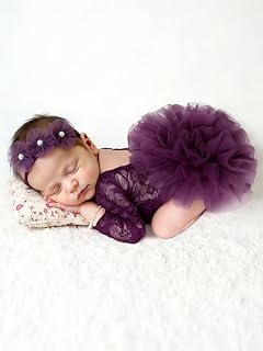 Newborn Photography Props Newborn Lace Romper Set with Matching Headress