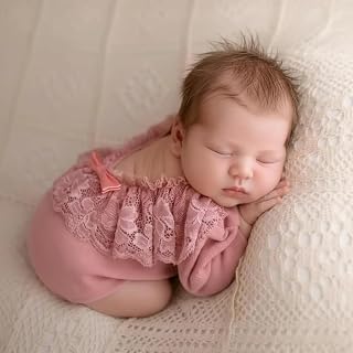 Newborn Picture Outfit Lace Romper & Headress,Newborn Photography Prop 0-3M