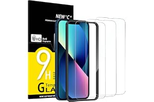 NEW'C 3 Pack Designed for iPhone 14,iPhone 13,iPhone 13 Pro Screen Protector (6.1 inches),Enhanced Tempered Glass Protection with easy installation tool included,Case Friendly Ultra Resistant