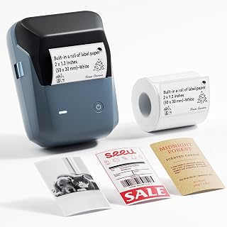 NIIMBOT B1Pro Label Maker, 300DPI HD Sticker Printer for Photo, Blue | Red&Black Dual-Color Label Printer for Stores, Small Business, Built-in a Roll of Label(2 x 1.2 inches-White)