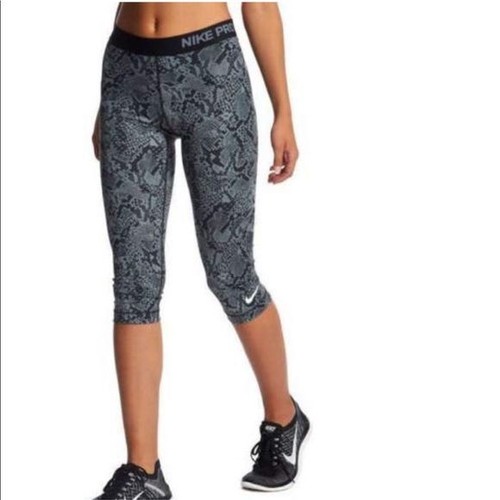 Nike Womens Snake Print Tights Black Grey White Sz Small 823478 065