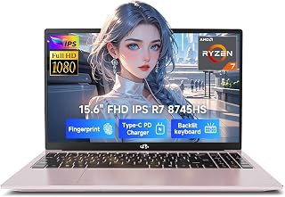 NIMO 15.6 AI-Ready-Laptop, AMD R7-8745HS 8 Core 16GB RAM 1TB SSD (beat R9 7940HS Up to 4.9GHz) 780M-Radeon FHD IPS 100W Fast PD for LLM Prototyping, Data Visualization & Light Gaming, 2-Yr Warranty