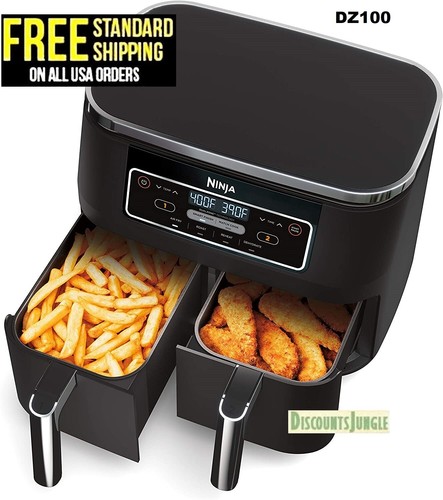 Ninja DZ100 Foodi 8-Qt 2-Basket Air Fryer DualZone 4-in-1 Refurbished
