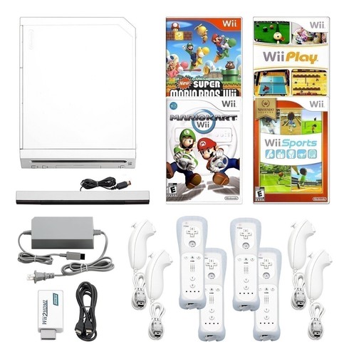 Nintendo Wii Console HD + Pick 1-4 Voomwa Remotes, Wii Sports, Mario & More