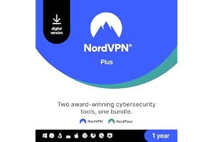 NordVPN Plus, 10 Devices, 1-Year, VPN & Password Manager Software Bundle, Digital Code