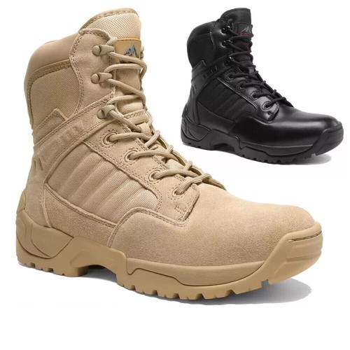 NORTIV8 Men's Military Tactical Work Boots Side Zipper Hiking Combat Boots Shoes