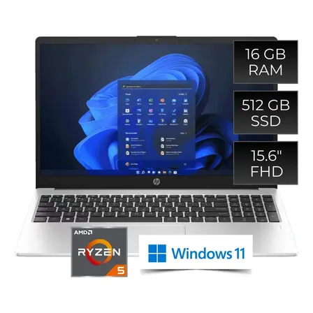 Notebook Hp 255r G10 Amd Ryzen 5 7535u 16gb Ram 512gb Ssd Windows 11 Home Color Plata