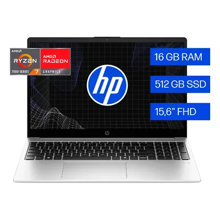Notebook HP 255R G10 con AMD Ryzen 7, 16GB RAM y 512GB SSD de 15.6" Full HD