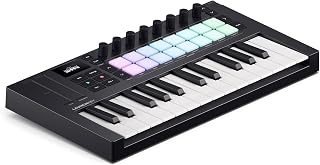 Novation Launchkey Mini 25 MK4 &mdash; Portable 25 Mini-Key, USB, MIDI Keyboard Controller with DAW Integration. Chord Mode, Scale Mode, Drum Pads, and Arpeggiator. Includes Music Creation Software Bundle