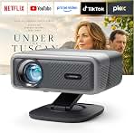 [Now with Netflix & 4700 ANSI] 4K Projector with WiFi and Bluetooth,TOF Real-Time Auto Focus Projector, AuKing Outdoor Movie Home Proyector with Omni-Adjustable Stand(grey)